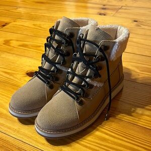Tan Winter Boots with Black Laces